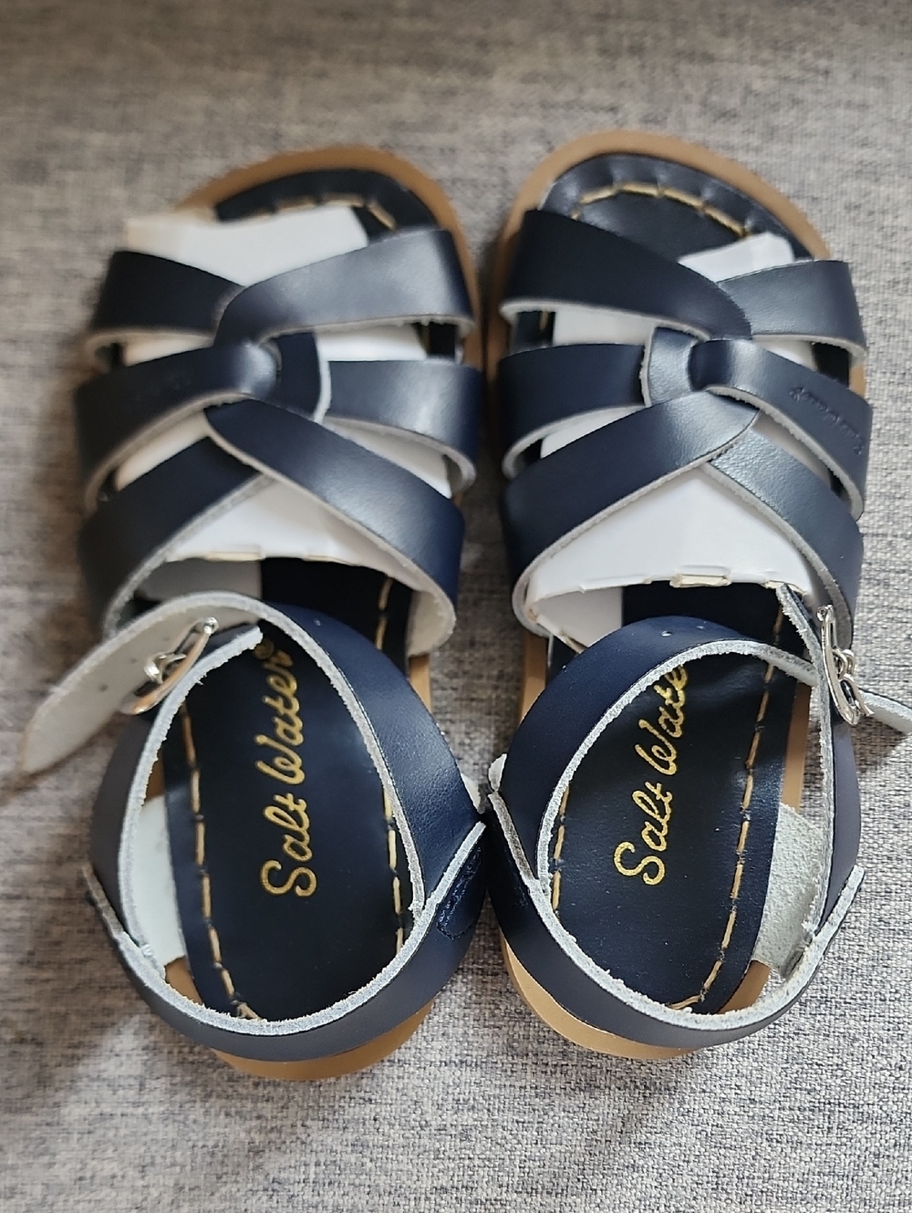 Salt Water Toddler Navy Leather Sandals